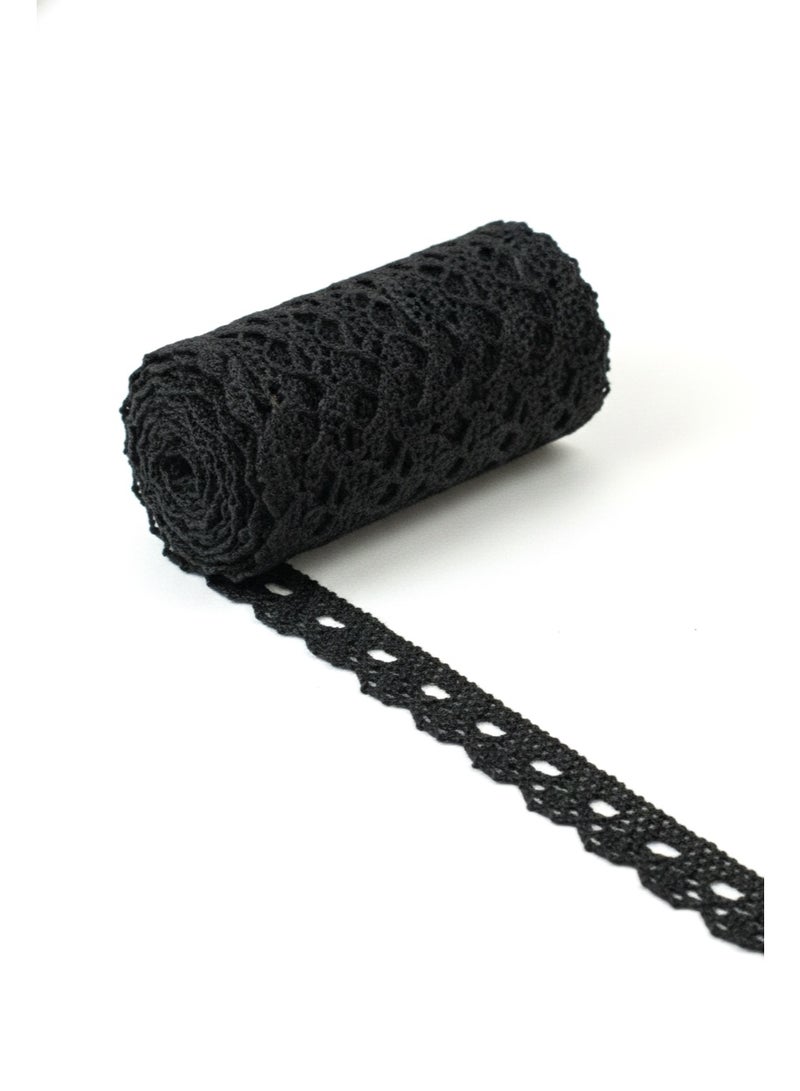 Decorative Sewing Lace Trim – 13mm x 15 Yards | Fabric Lace for Tailoring, DIY & Fashion ( Black ) - Image 1